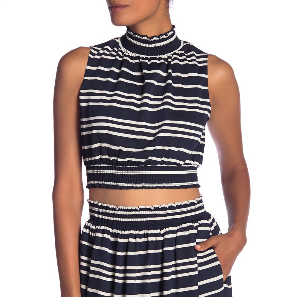 Rachel Roy | High Neck Striped Crop Top | XS